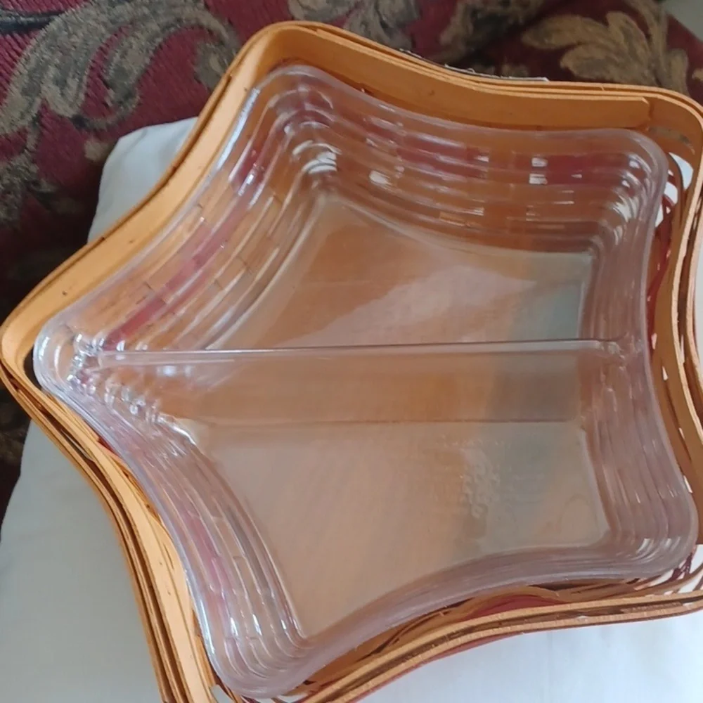 Vintage Longaberger Star Basket with Red Accents, two inserts, 2001